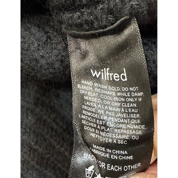 Aritzia Wilfred Sweater Dress Large Cable Knit 100% Merino Wool V Neck Black - Picture 8 of 13